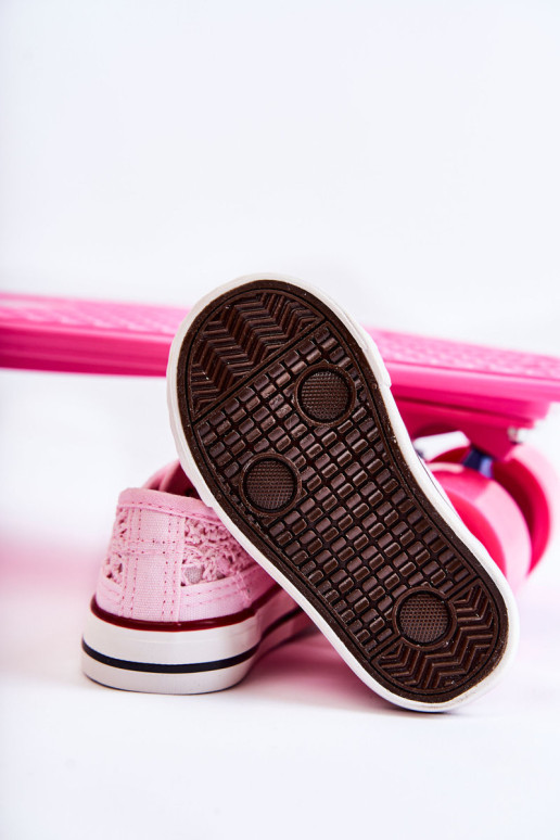 Vaikiški sportbačiai su nėriniais Pink Roly-Poly