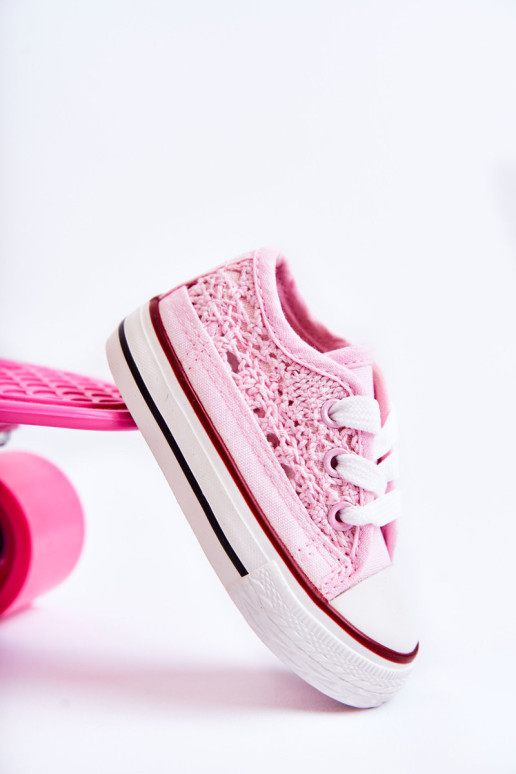 Vaikiški sportbačiai su nėriniais Pink Roly-Poly