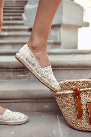 Klasikinės moteriškos espadrilės ažūrinės smėlio spalvos... 2