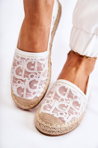 Klasikinės moteriškos espadrilės ažūrinės baltos spalvos... 2