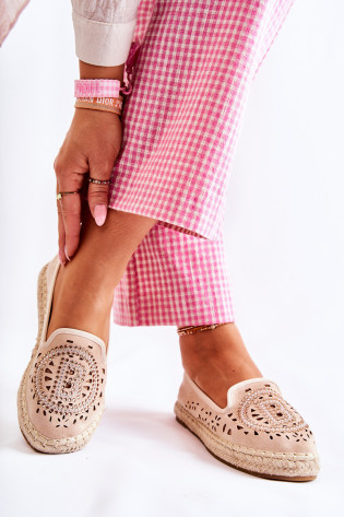 Ažūrinės užsegamos moteriškos Espadrilės smėlio spalvos... 2