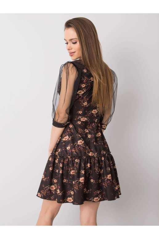 Suknelė-LK-SK-508378.31P-juoda ir smėlio spalvos