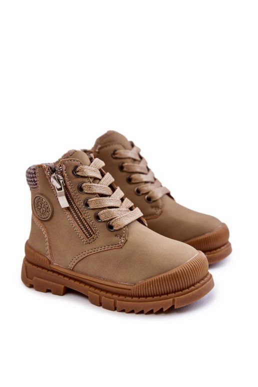 Vaikiški Kailiu izoliuoti batai Trappers Beige Hopper