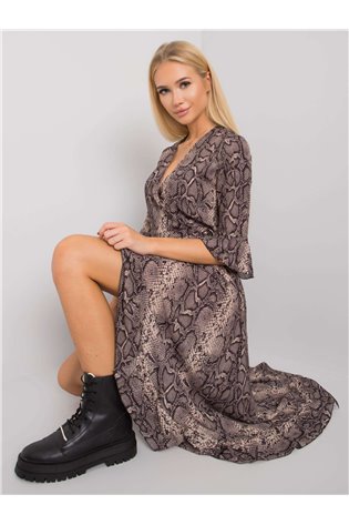 Suknelė-TW-SK-BI-24502-1.64P-juoda ir smėlio spalvos