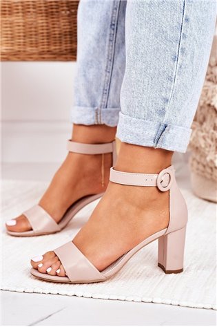 Moteriški stiletto sandalai, pudra, rožinė Lexi