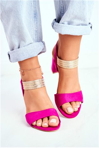 Moteriški sandalai su zomšiniais fuksijos spalvos „Enjoy“. 2