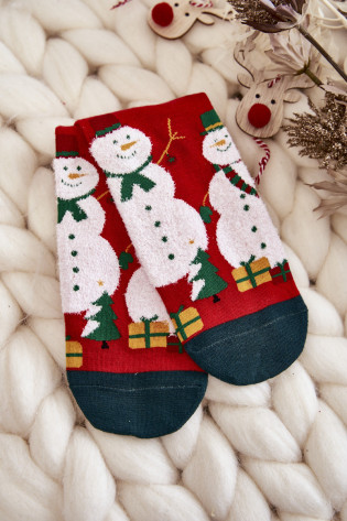 Moteriškos kalėdinės kojinės Snowman Cosas Red