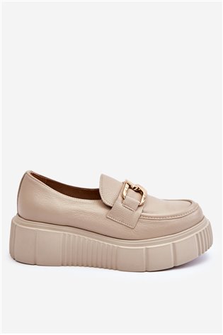 Madingi odiniai batai ant platformos Beige Marsol 2