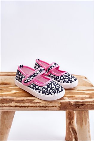 Vaikiškos Velcro balerinos tamsiai mėlynos ir rožinės spalvos 2
