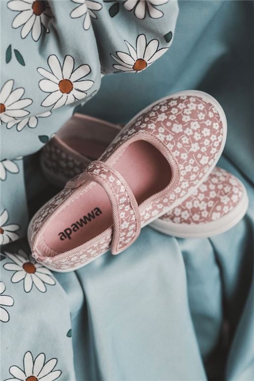 Vaikiškos lipnios spalvos balerinos su spaudiniais Pink Selah