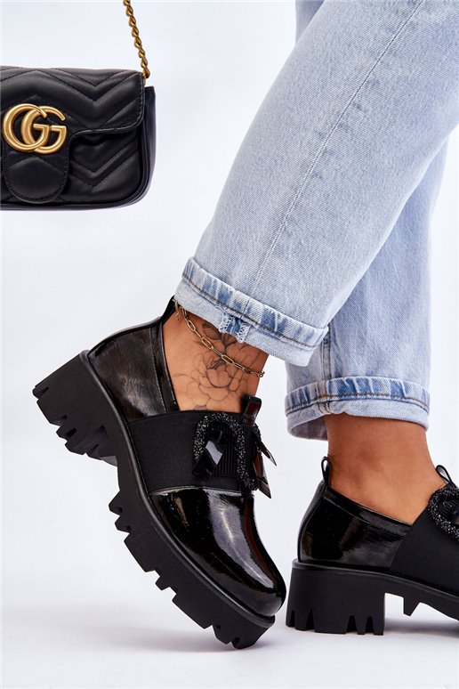 Lakuoti batai su ornamentais Black Keily