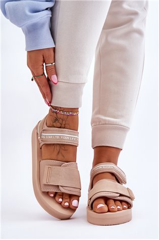 Moteriškos Velcro sandalai Big Star LL274787 Smėlio spalvos