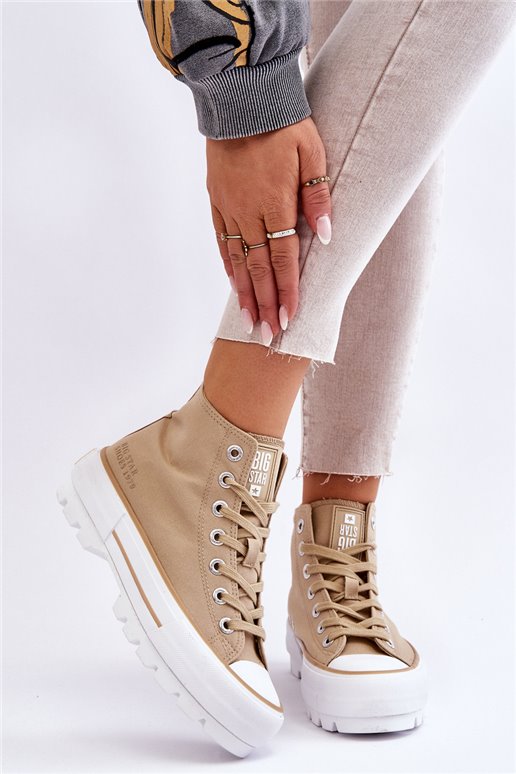Aukšto audinio platforminiai sportbačiai Big Star LL274160 Beige