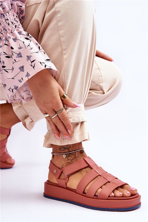 ZAXY moteriškos veganiškos Velcro sandalai JJ285016 Dusty Pink