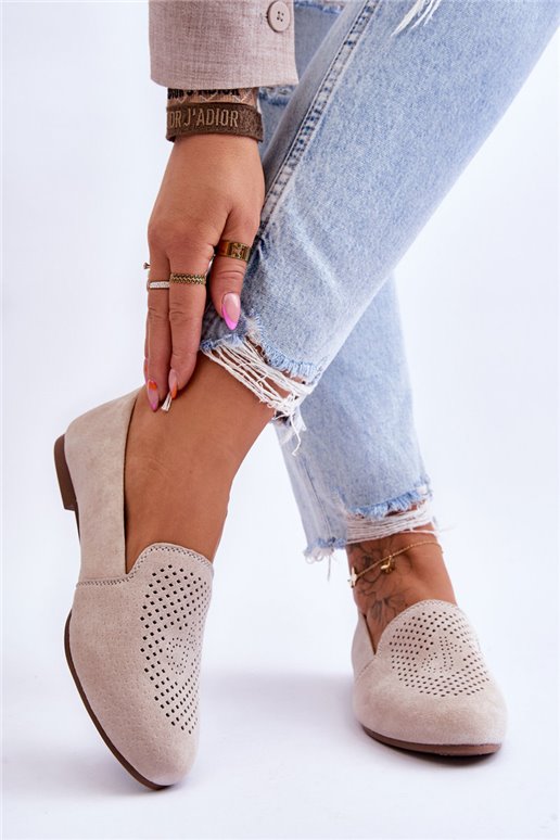 Zomšiniai Patogūs Loafers Beige Giovana