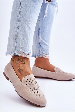 Zomšiniai Patogūs Loafers Beige Giovana