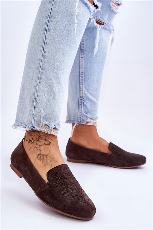 Zomšiniai Patogūs Loafers Ruda Giovana
