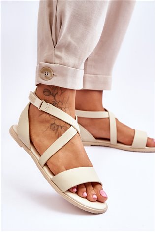 Odinės kulkšnies sandalai Big Star LL274A161 Beige 2