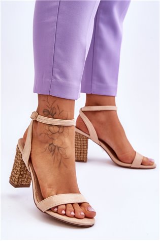 Zomšiniai sandalai Ant A Braided Heel Smėlio spalvos Selila 2