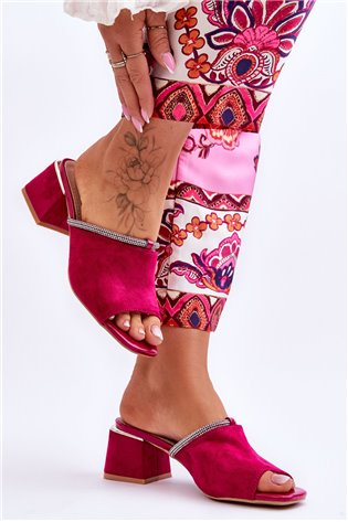 Zomšinės aukštakulnės šlepetės S.Barski KV-612-2 Fuchsia