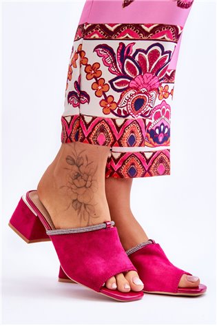 Zomšinės aukštakulnės šlepetės S.Barski KV-612-2 Fuchsia 2