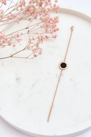 Moteriška apyrankė Celebrity Black Circle Rose Gold