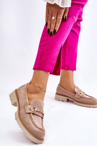 Klasikiniai Moteriški Loafers Smėlio spalvos Kolton
