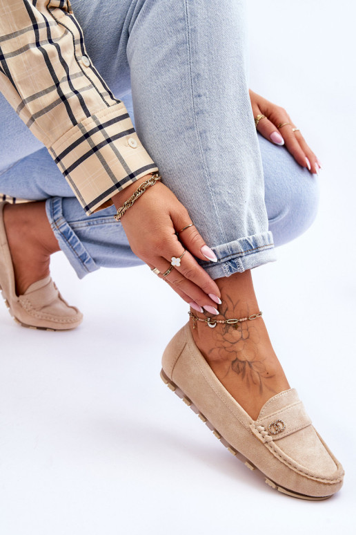 Suede Slip-On Loafers Beige Castelo