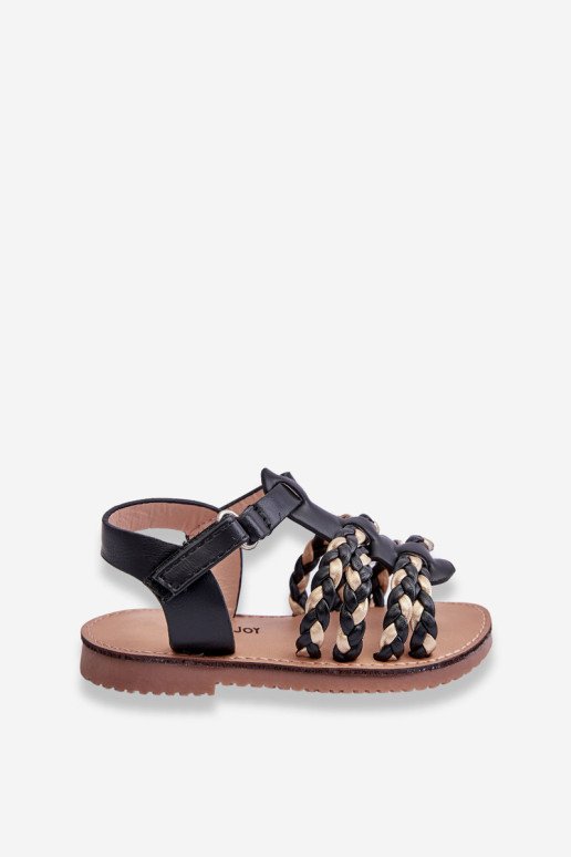 Vaikiškos Velcro sandalai su juostelėmis Black Sammy