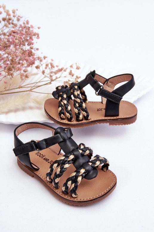 Vaikiškos Velcro sandalai su juostelėmis Black...