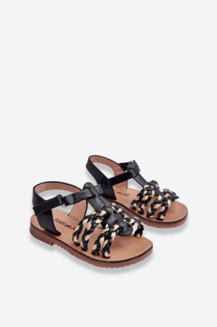 Vaikiškos Velcro sandalai su juostelėmis Black Sammy