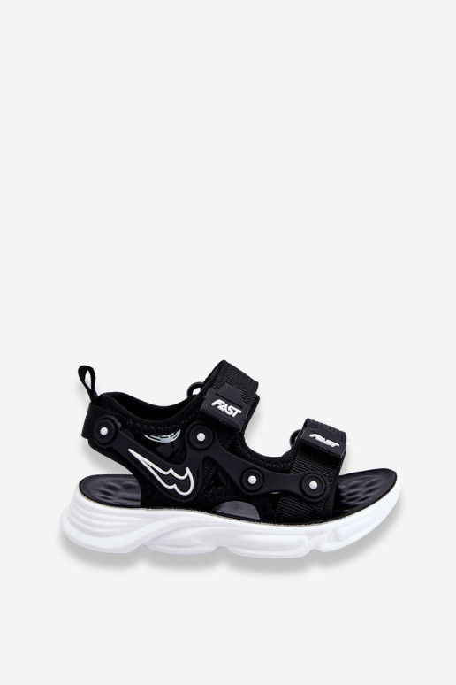 Berniukams Velcro sandalai Black and White Tobias