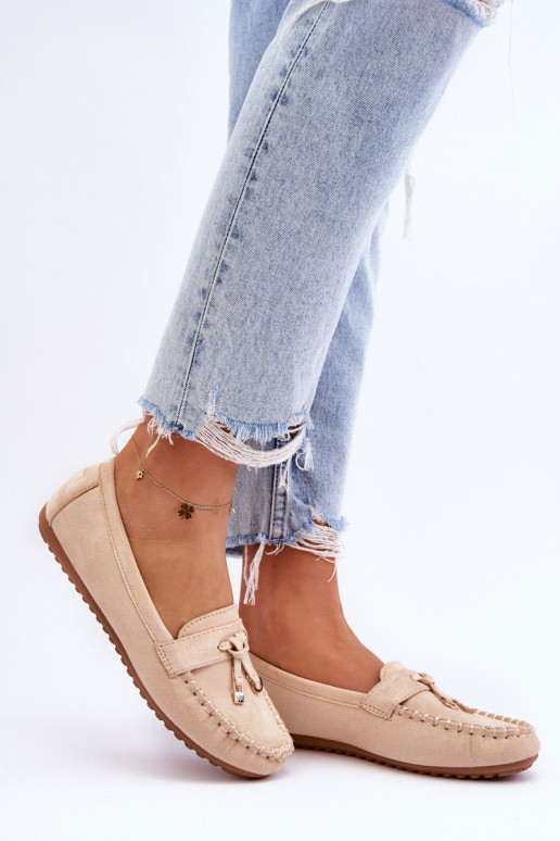 Klasikiniai suede Loafers smėlio spalvos Good Time