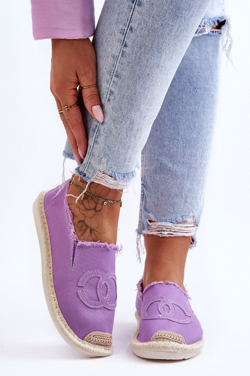 Violetinės spalvos moteriškos espadrilės