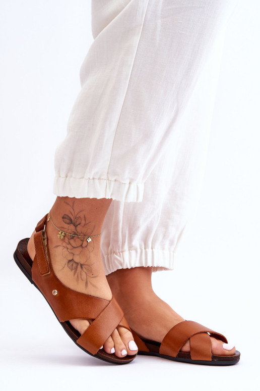 Velcro odiniai sandalai Brown Addison 3