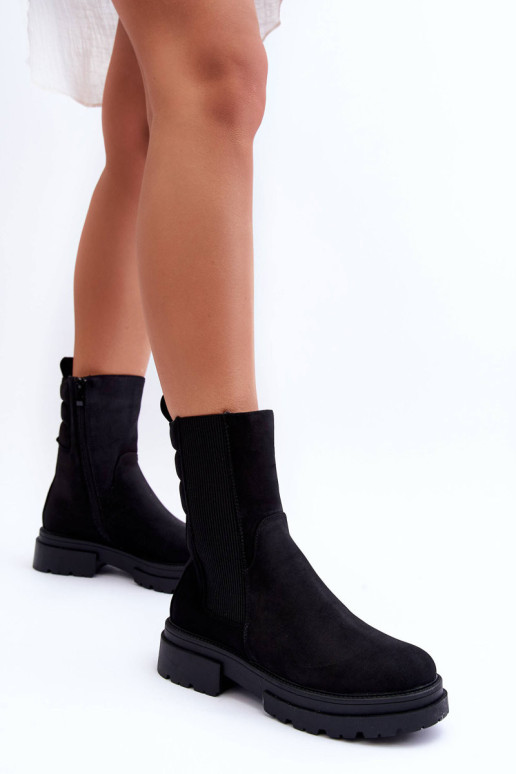 Aukšti dygsniuoti kulkšnies batai Nubuck Black...