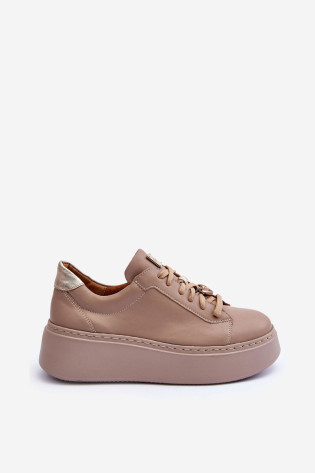 Odiniai platforminiai sportiniai batai Maciejka 06191-04 Beige