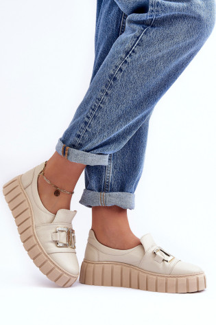 Moteriški odiniai pusbačiai ant platformos Beige Lewski 3398 2