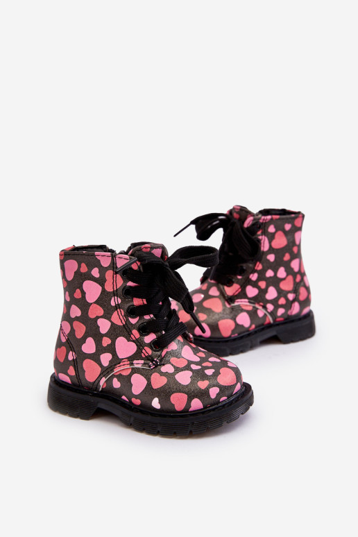 Izoliuoti vaikiški kulkšnies batai su užtrauktuku, Black ir Pink Dolida
