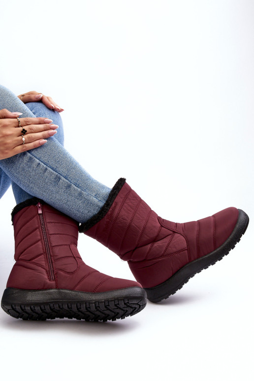 Aukšti moteriški izoliuoti sniego batai Burgundy Luxina