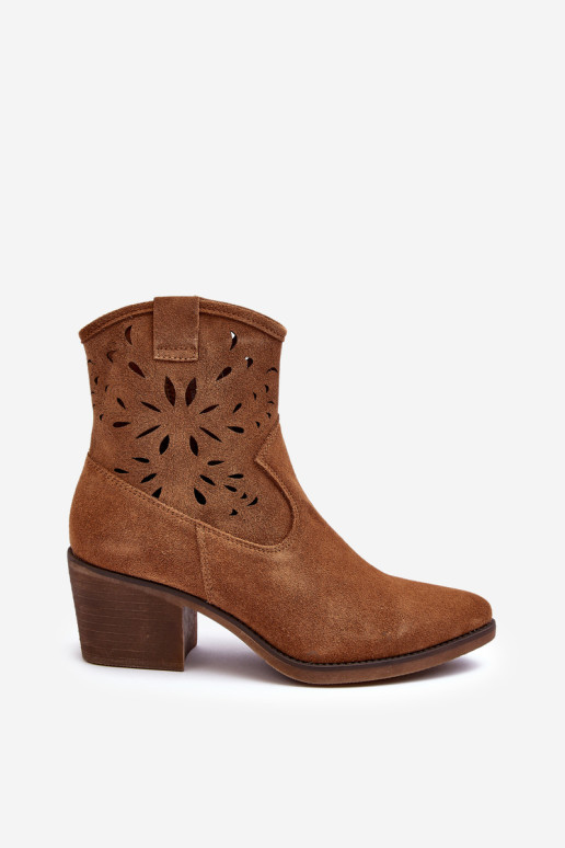Zomšiniai ažūriniai kaubojų batai D&A SN622-20 Camel