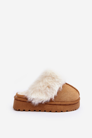 Vaikiškos šlepetės su kailiu Camel Birasta