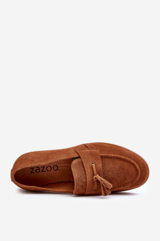 Vyriški zomšiniai Loafers Batai Zazoo 1566 – šiltai rudi 2