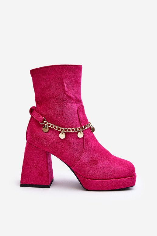 Moteriški aukštakulniai batai su grandinėle Fuchsia Tiselo