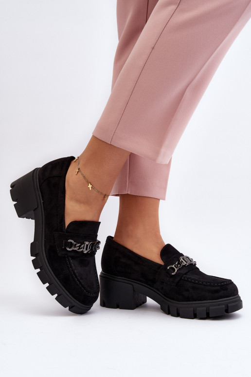 Eriella Black Chunky Heel mokasinai