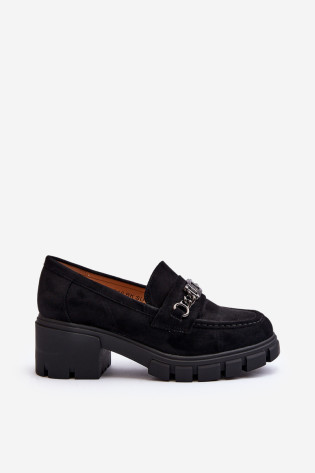 Eriella Black Chunky Heel mokasinai