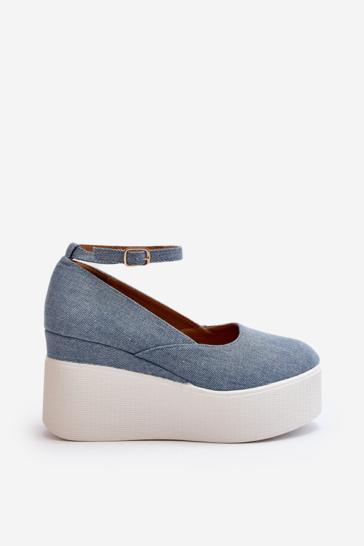 Moteriškos džinsinės espadrilės ant Wedge Blue Malla