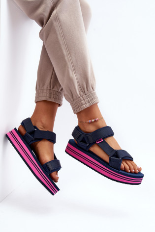 Moteriški sandalai su platforma Lee Cooper LCW-24-05-2754L tamsiai mėlyni