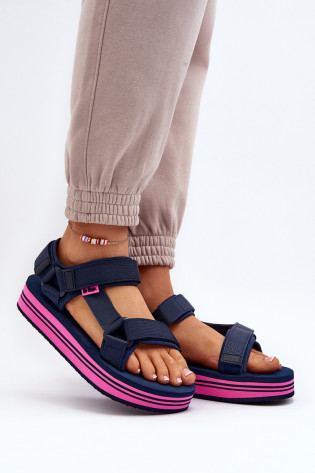 Moteriški sandalai su platforma Lee Cooper LCW-24-05-2754L tamsiai mėlyni