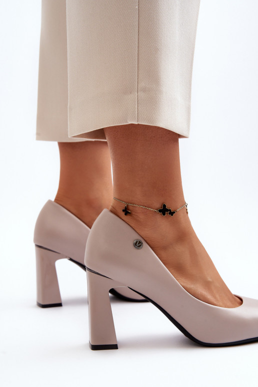 Siurbliai ant aukštakulnio, Eco Leather, pilka Giseleni